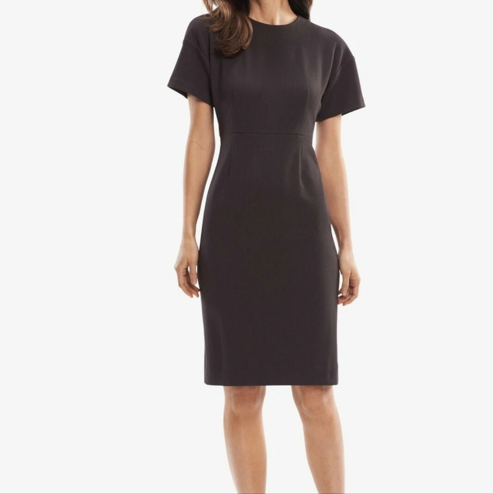 MM.Lafleur Gayle Textured Chevron Print Dress Power Career Polished Minimalist